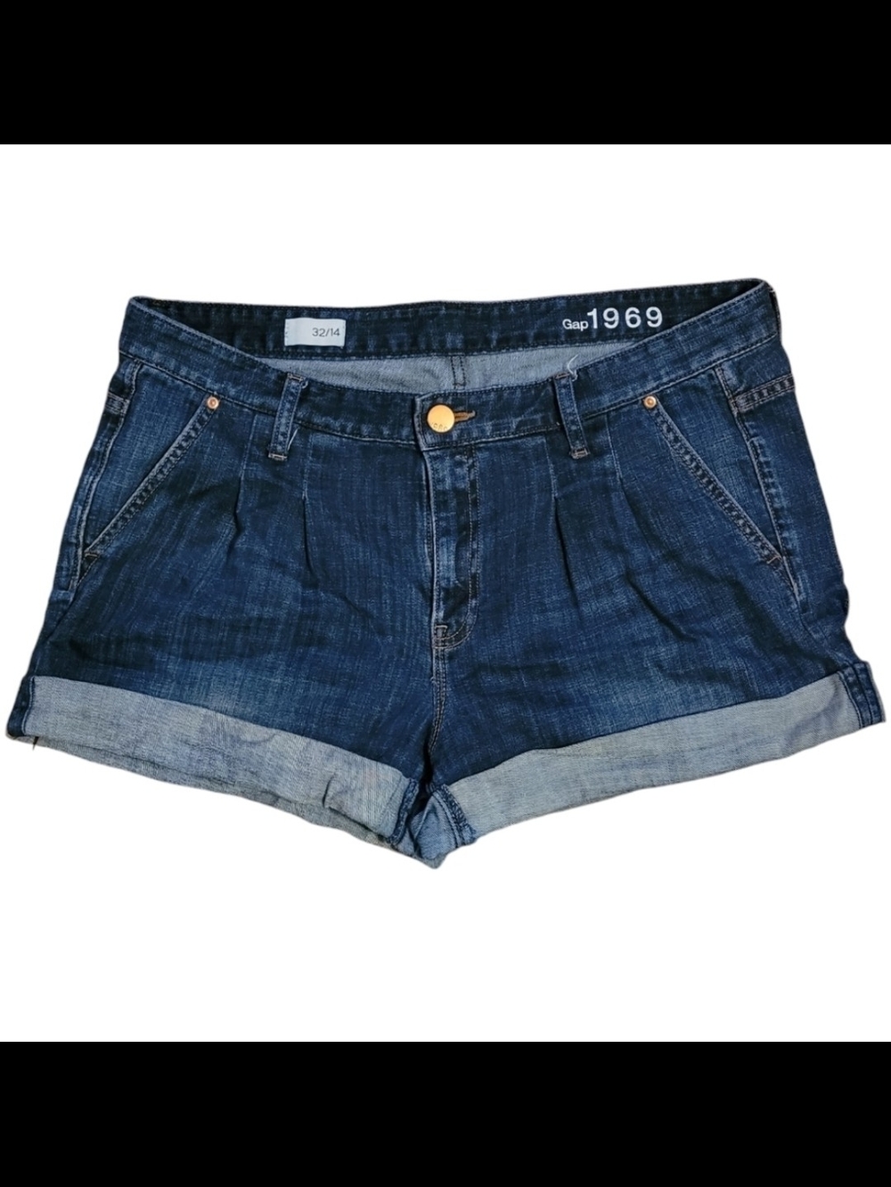 GAP 1969 Pleated Jean Shorts Sz 14/32